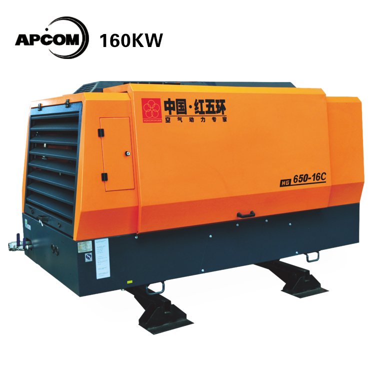 Portable Diesel Powered Engine Mining Compressor APCOM 185 CFM Screw air Compressors 10bar 185cfm Aircompressor for Drilling Rig