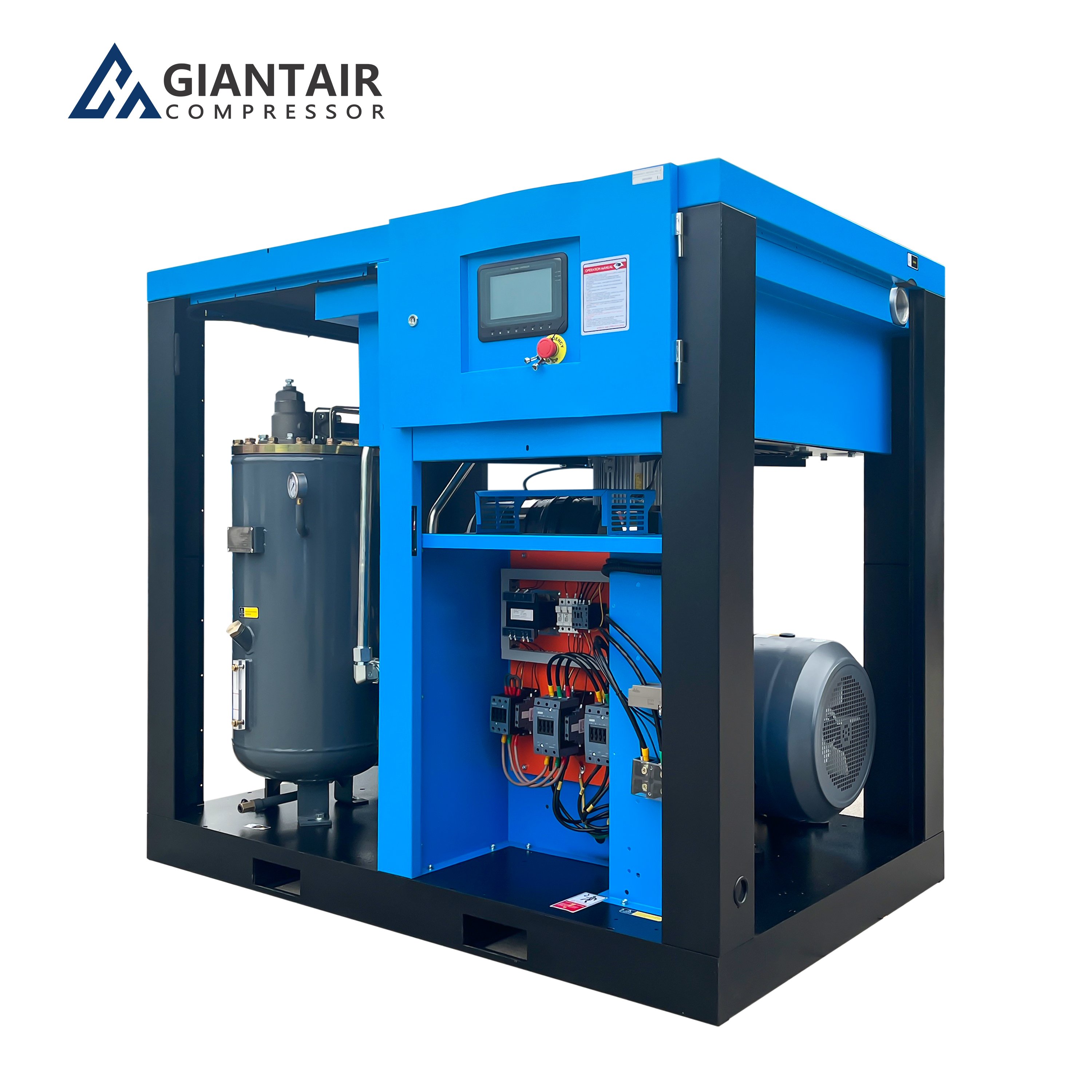 GIANTAIR 55KW 75HP Industrial Direct Drive Lubricated Rotary Screw Air Compressor for Manufacturing Plants 14 Bar