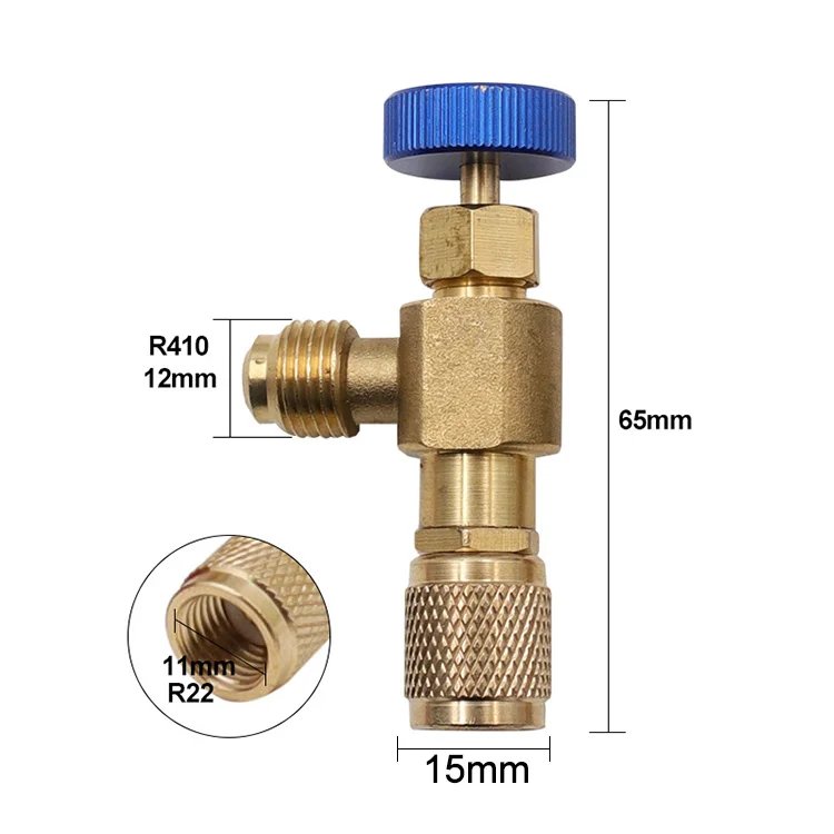 R410A R22 Liquid Safety Valve Air Conditioning Refrigerant 1/4 Inches Safety Adapter Refrigerant Charging Valve