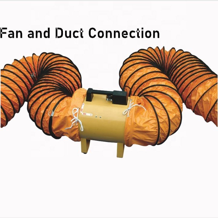 220V/50Hz 8" 200MM 8 Inch Portable High Pressure Axial Flow Industrial Exhaust Air Blower Fans With Duct 5 Meter- Orange