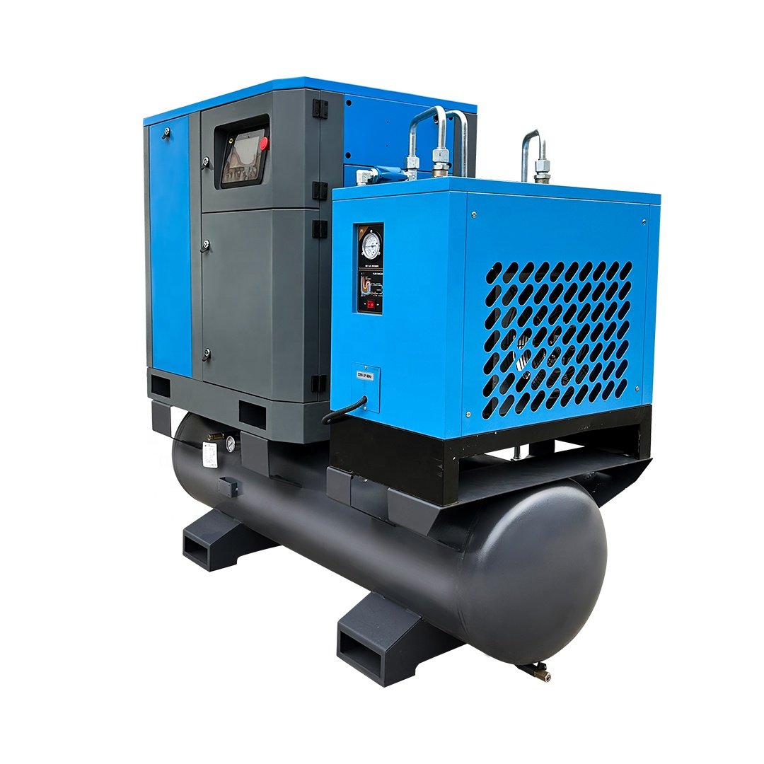 2025 Factory New Product 11KW 10Bar Four in One Screw Air Compressor 3 Phase With Air Dryer 500 Litres for Industrial Use