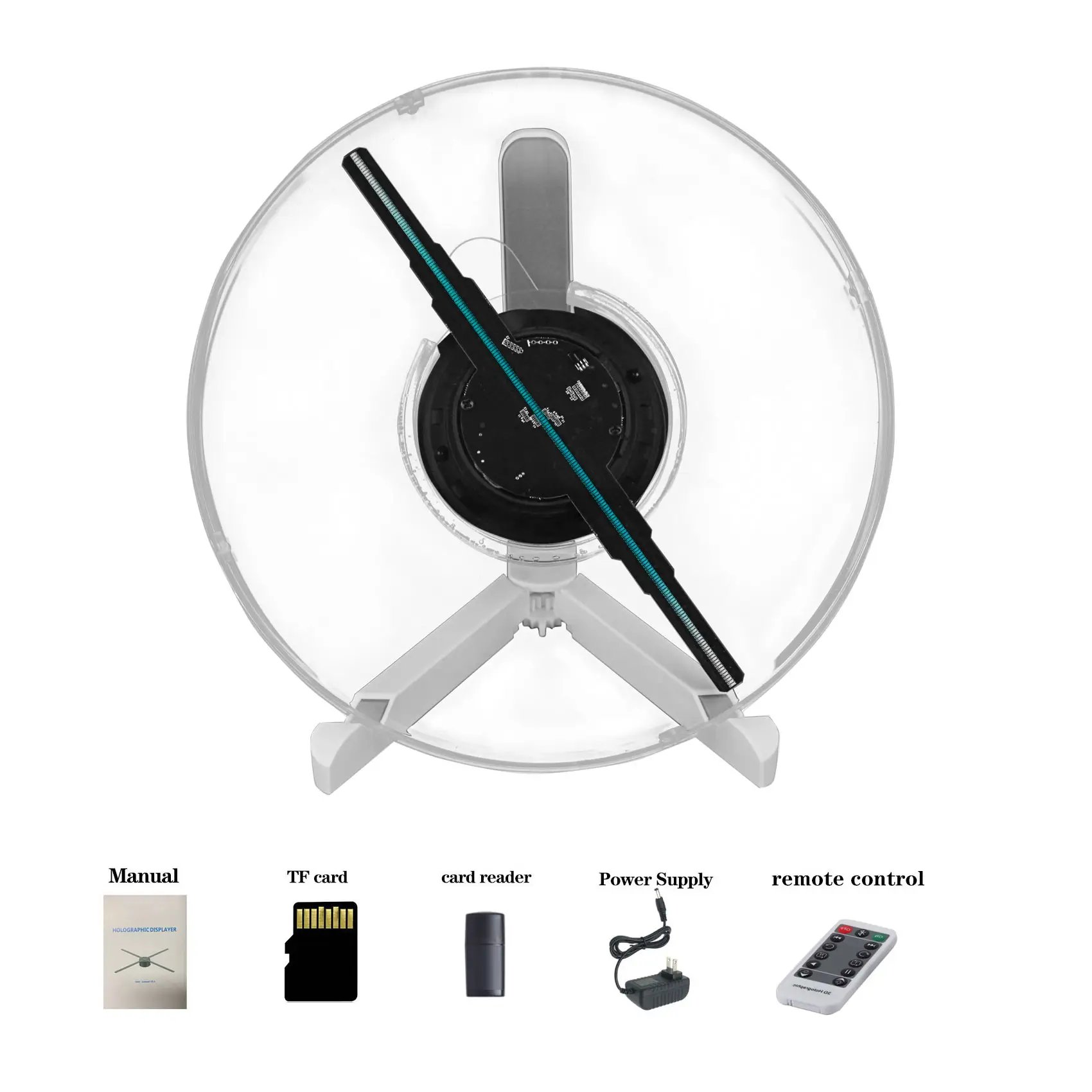 3D Holographic Advertising Fan, Small Size 3D Image and Video in air Display 35cm Desktop with Cover and Bracket