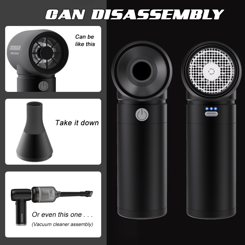 CROSSGUN Mini Jet Fan Small USB Rechargeable Handheld Industrial Mini Portable Air Blower Gun for Travel Outdoors Home Office