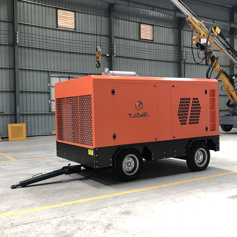 600 Cfm 13 Bar 191kW Diesel Engine Portable Mobile Customizable Skid Mounted Screw Air Compressor for Power Plant