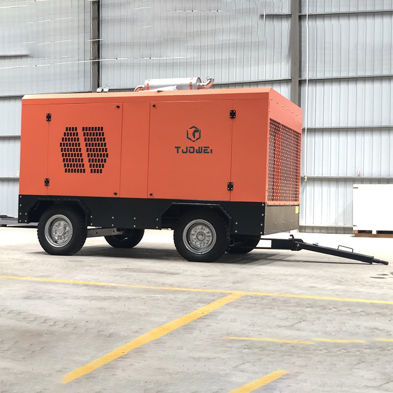 600 Cfm 13 Bar 191kW Diesel Engine Portable Mobile Customizable Skid Mounted Screw Air Compressor for Power Plant
