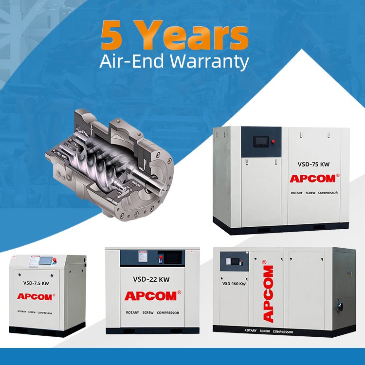 APCOM Energy-saving 20hp Electric Motors 15kw Rotary Screw Compressor With Frequency Conversion 254cfm air Compressor