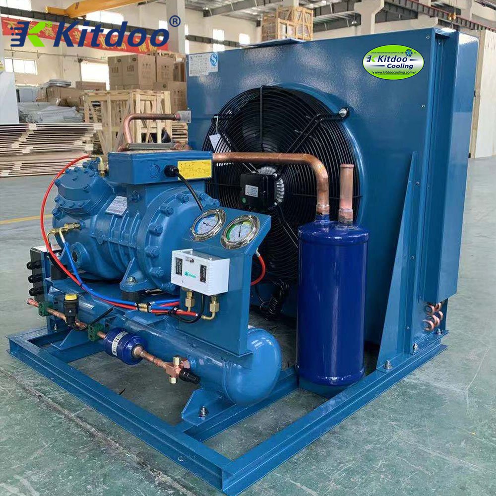 Cold Storage Refrigeration Heat Exchange Parts High Performance Bitzer Compressor Air Cooled Condensing Unit