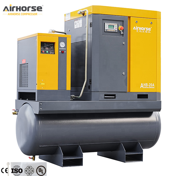AirHorse 8 bar 11kw 1.6 M3/min Industrial Rotary Air-compressor Variable Speed 11kw 15hp Screw Rotary air Compressor with Dryer