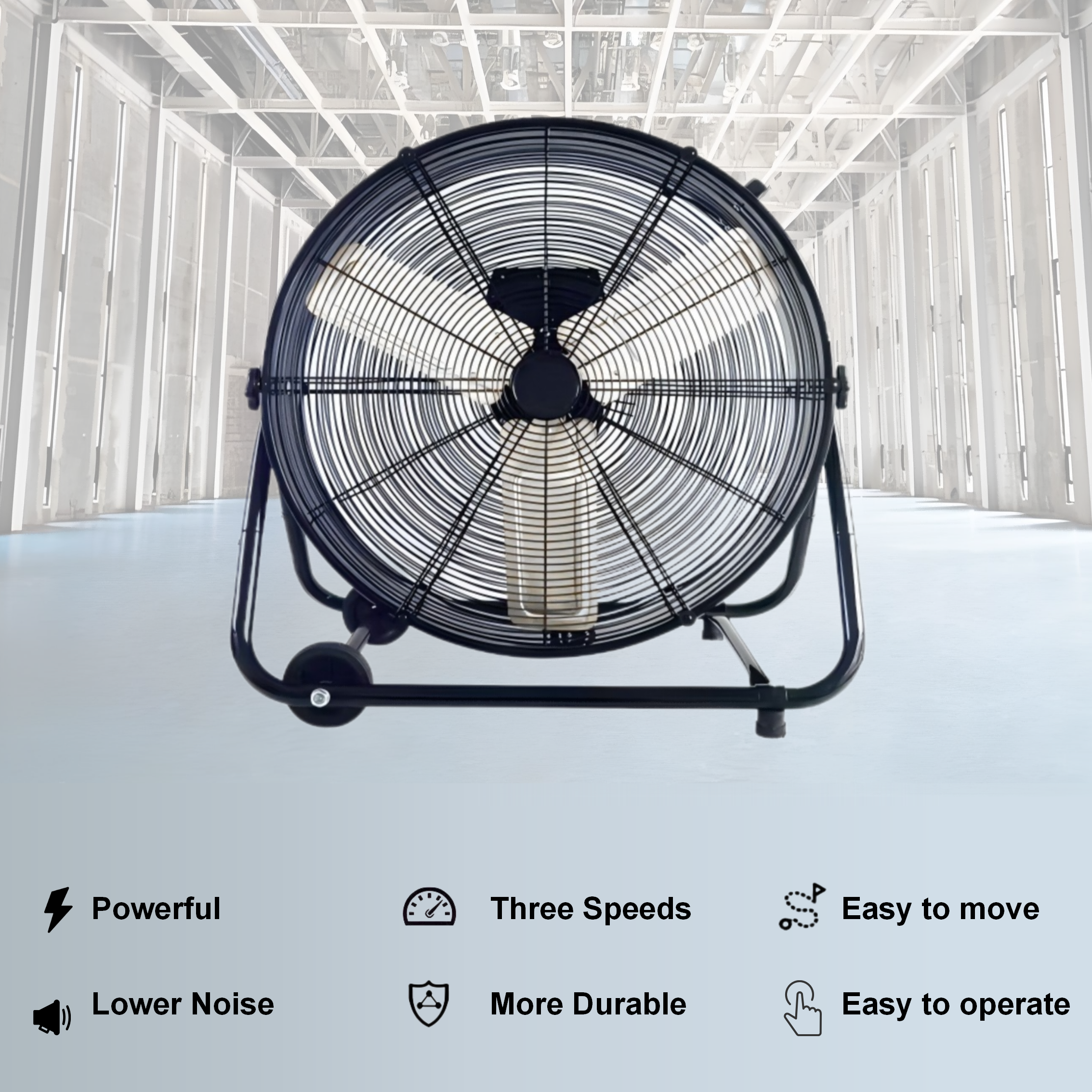 30 Inch 3 Speed High Velocity Airflow Tilting Direct Drive Floor Drum Fan