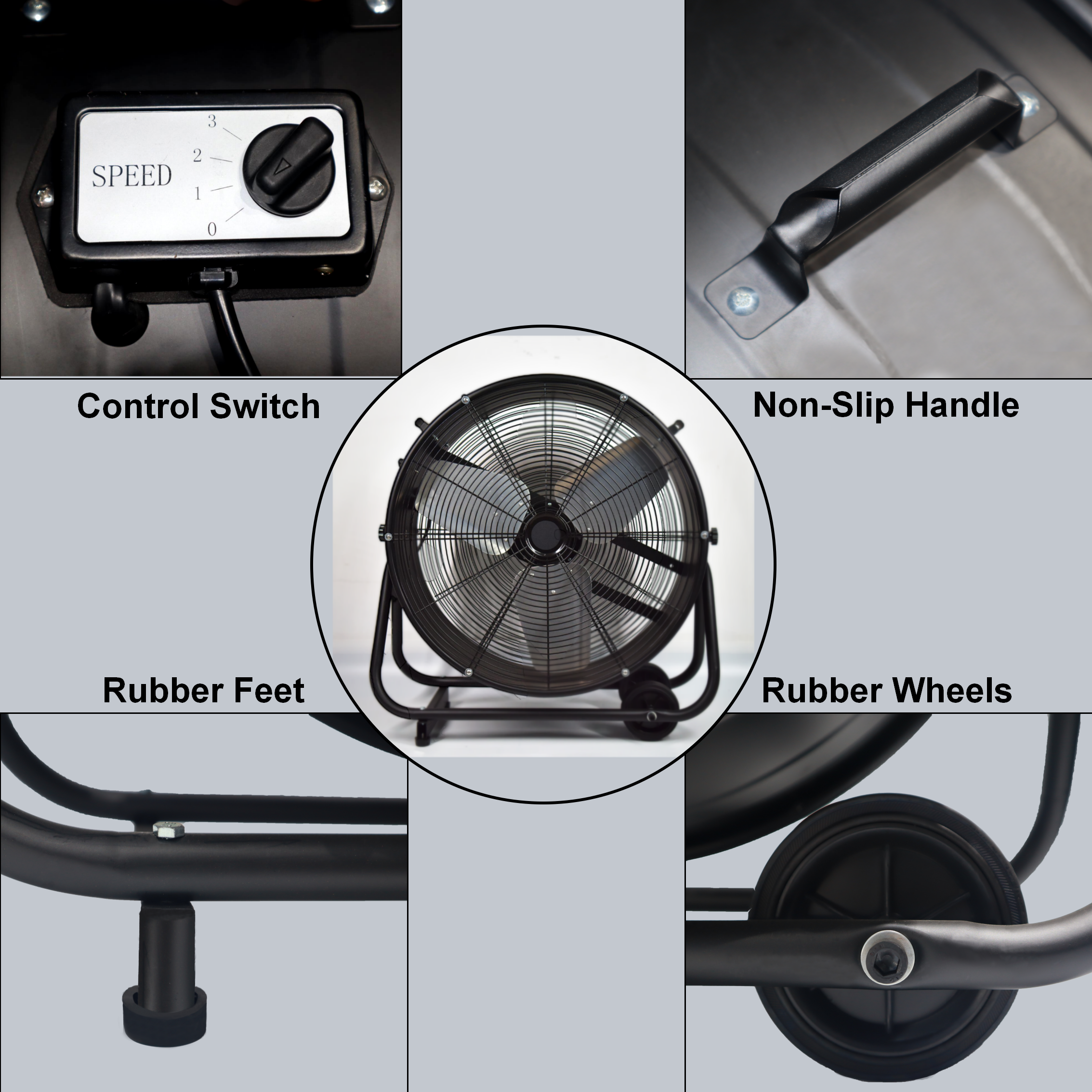 30 Inch 3 Speed High Velocity Airflow Tilting Direct Drive Floor Drum Fan