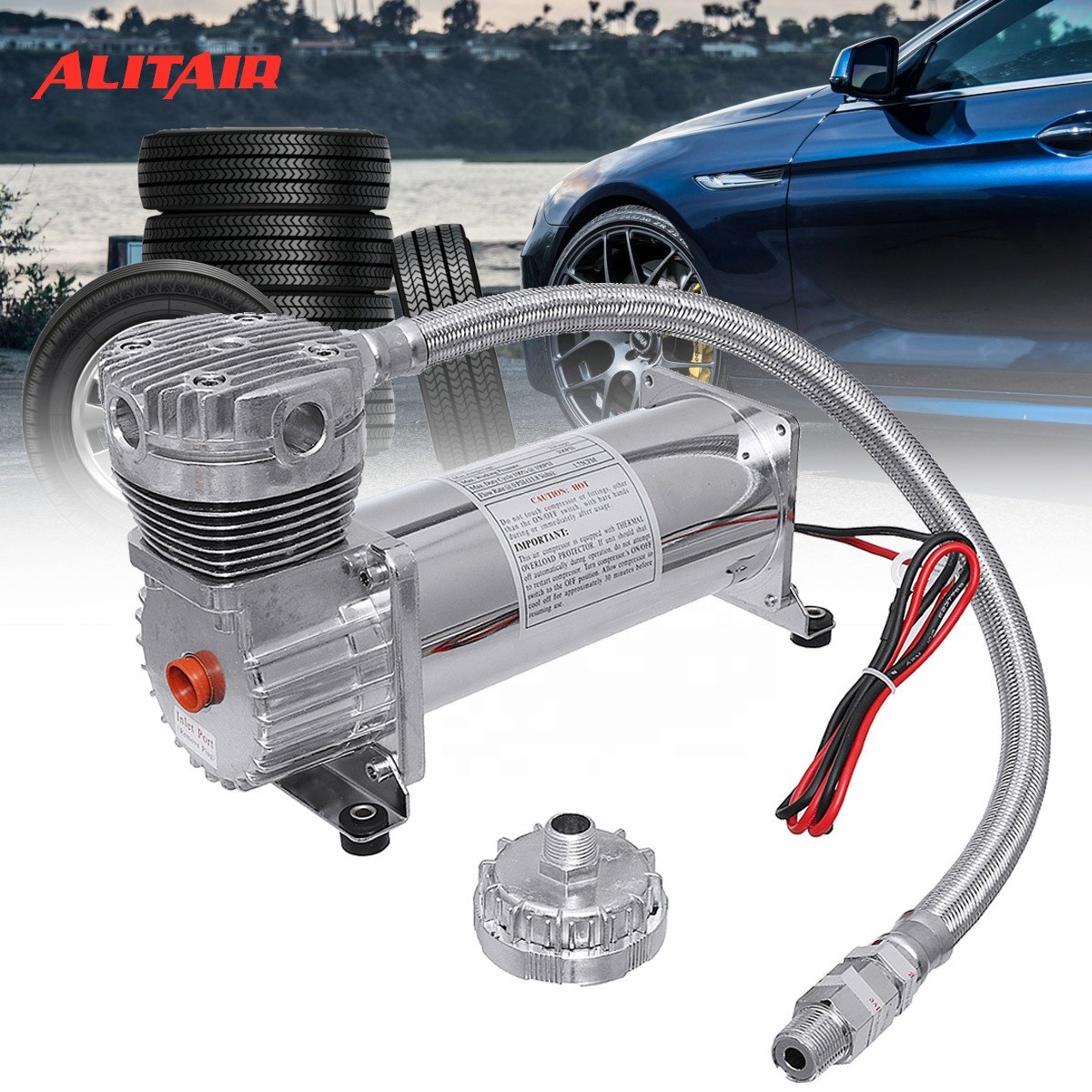 480C DC12V Air Compressor Chrome for Air Horn or Bag Suspension Air Pump