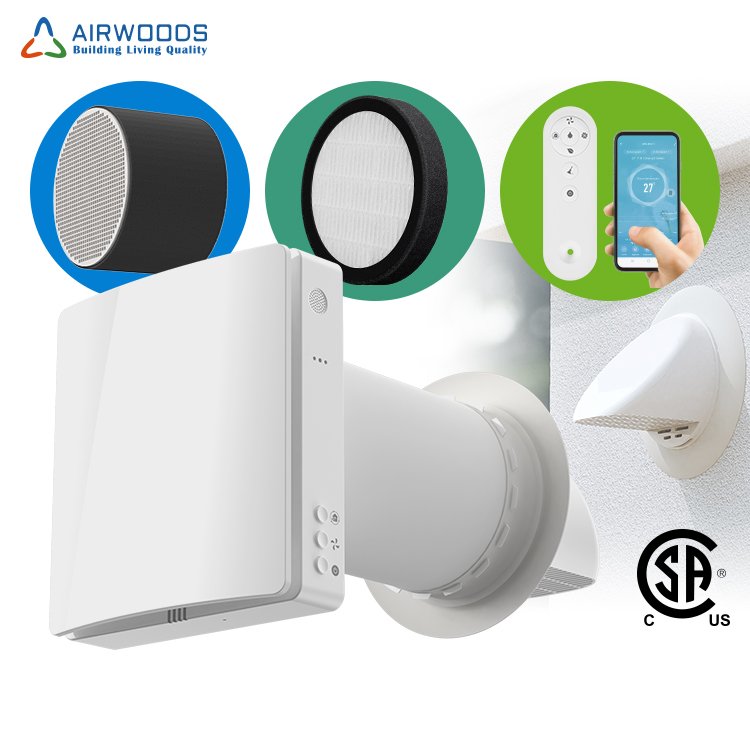 Mechanical Ventilation Mini Eco Friendly Air Filtration Fresh Air Exhaust Air Condensation Heat Recovery for Residential Use