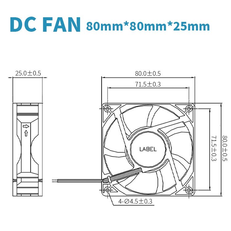 80mm 8025 Fan 24v Dc Blower 5v 12v Brushless Axial Projector Cooling Fan 24V 12V 8025 DA08025B12UH DC12V Refrigerator Axial Fan