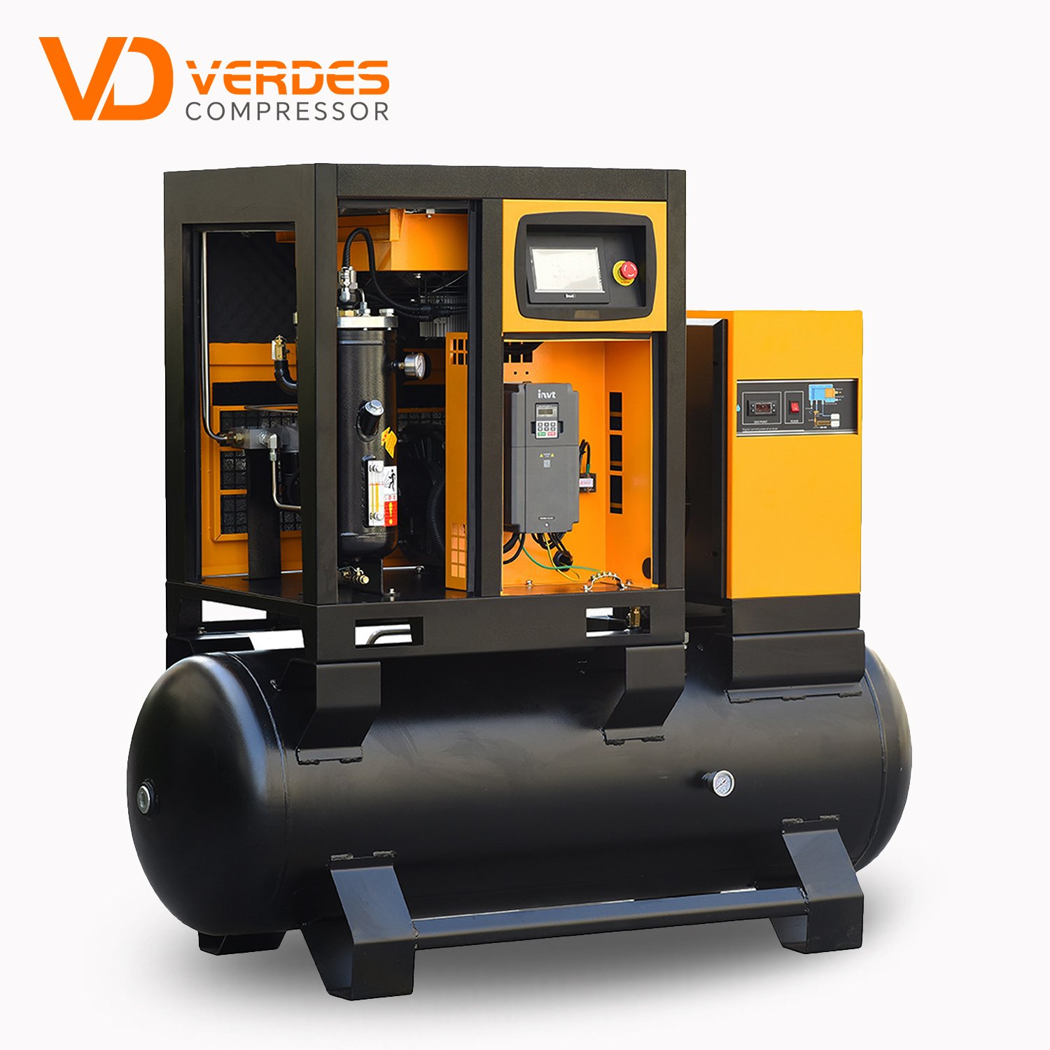 Rotary Screw Air Compressor Type Inverter Oil Less Screw Air-Compressor 10 bar 8 bar 10 20hp 30hp 50hp with Dryer 500l