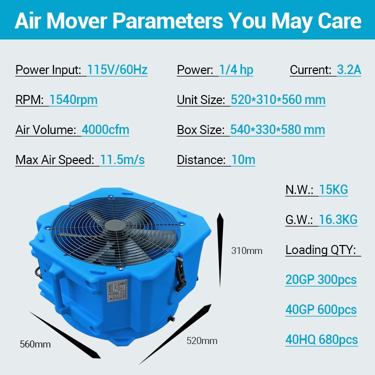 Wholesale 4000 CFM Portable Axial Fan for Carpet Floor Blower Dryer Restoration