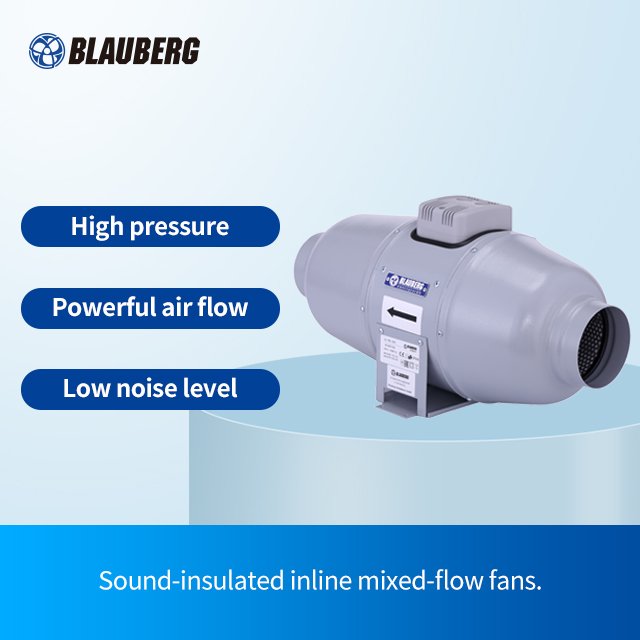 BLAUBERG Sound-Insulated Mixed-Flow Blower Fan Mixed 4 Inch 100mm Plastic AC Restaurant Tent Silent Axial Flow Fan