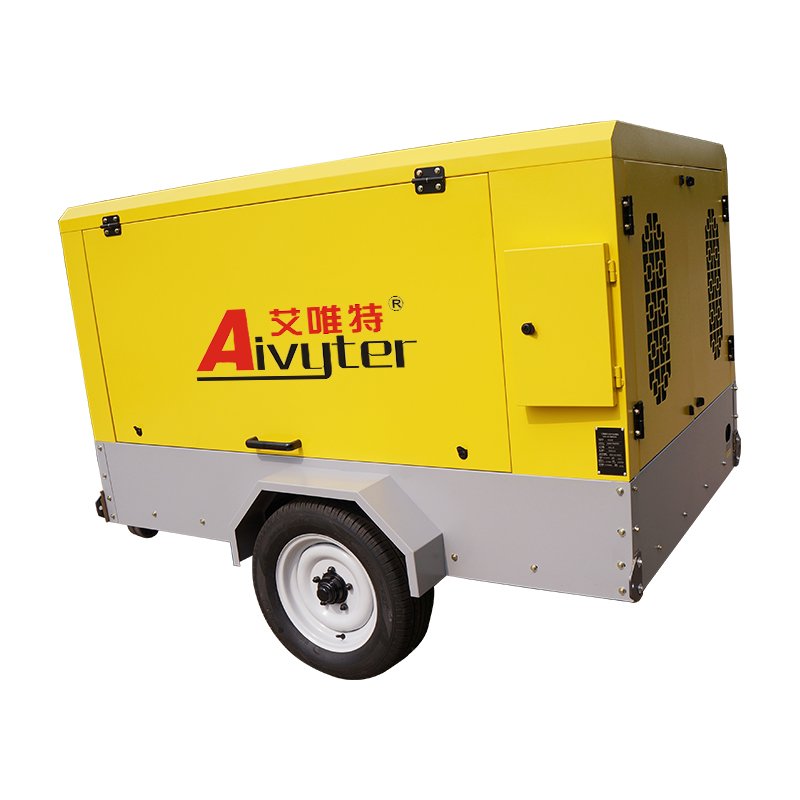 175 Cfm 7bar Mining Portable Diesel Mobile Screw Air Compressor with Jack Hammer