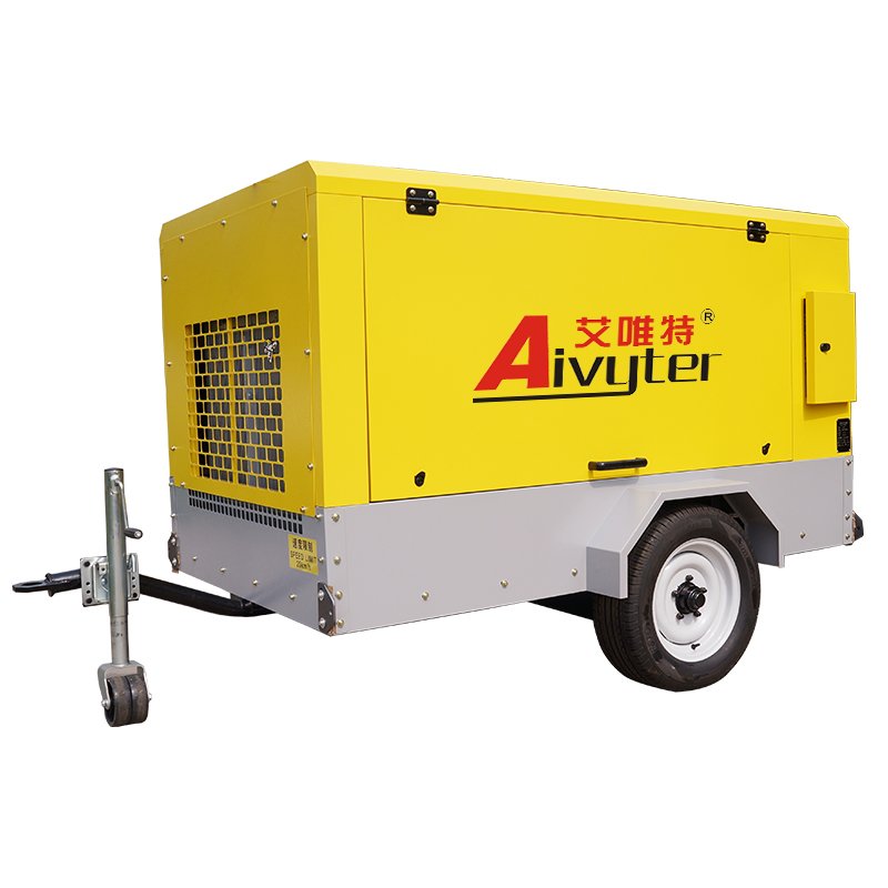 175 Cfm 7bar Mining Portable Diesel Mobile Screw Air Compressor with Jack Hammer
