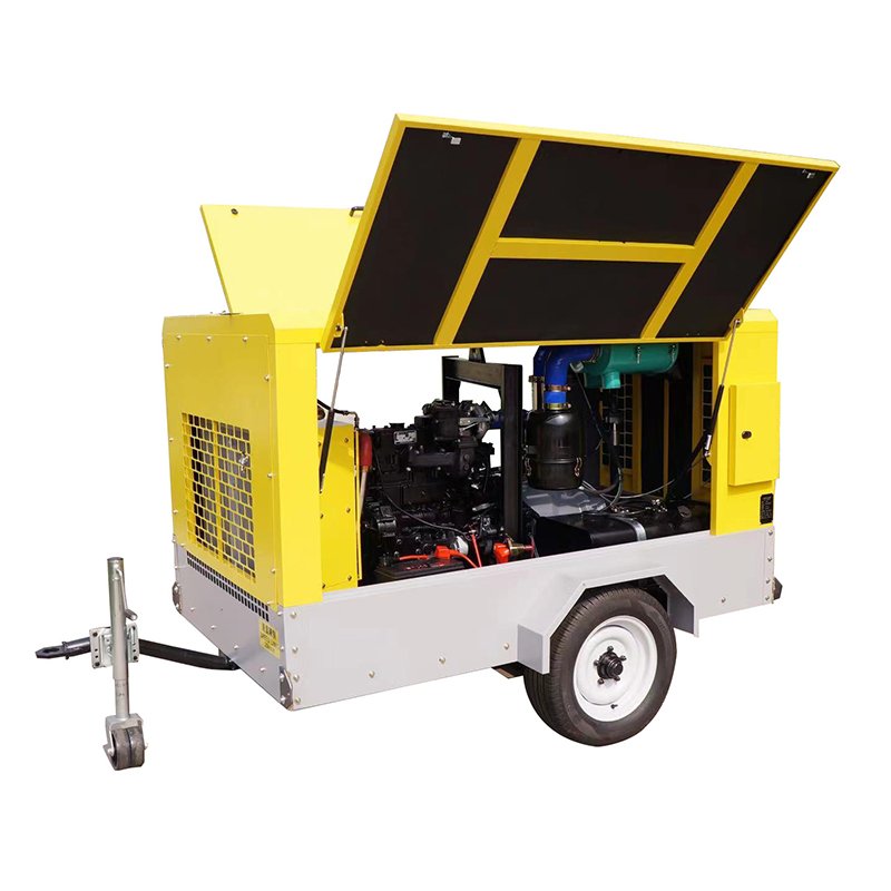 175 Cfm 7bar Mining Portable Diesel Mobile Screw Air Compressor with Jack Hammer
