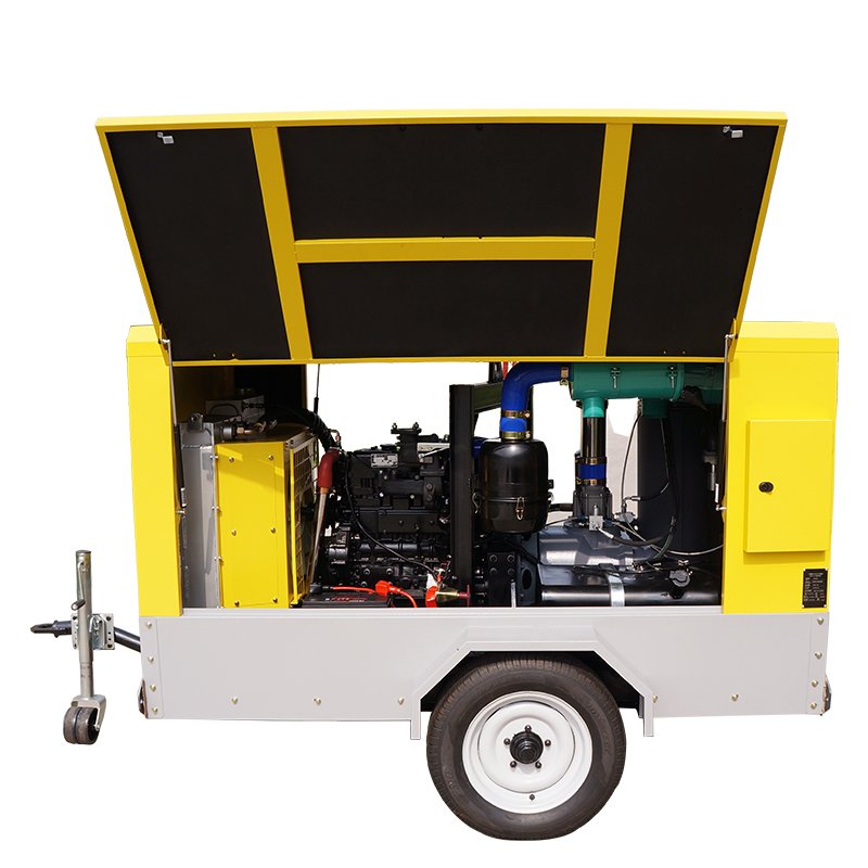 175 Cfm 7bar Mining Portable Diesel Mobile Screw Air Compressor with Jack Hammer