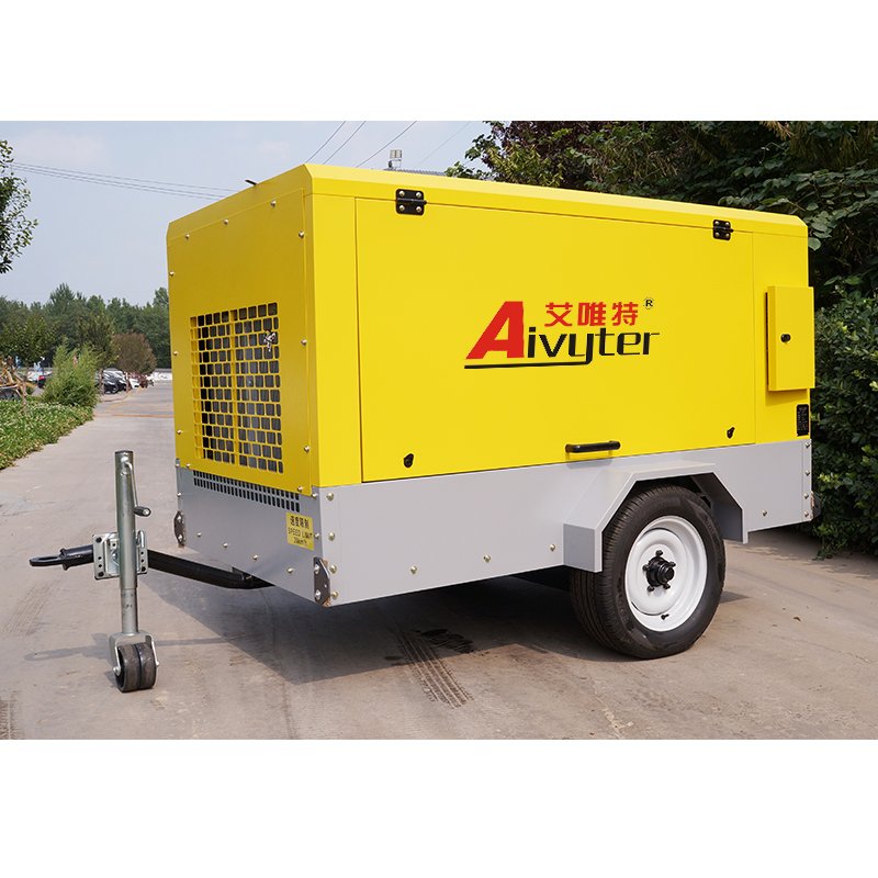 175 Cfm 7bar Mining Portable Diesel Mobile Screw Air Compressor with Jack Hammer