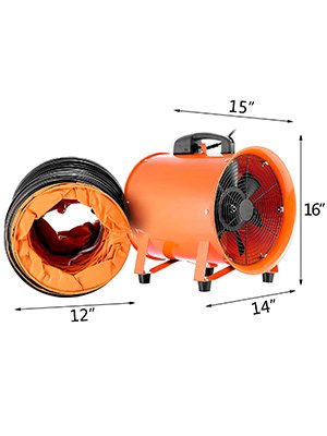 OneDry 10inch 250mm Industrial Portable Blower Fan CE SAA Axial Fan with Ducting Hose for Shipyard Welding Cooling Dust Collect