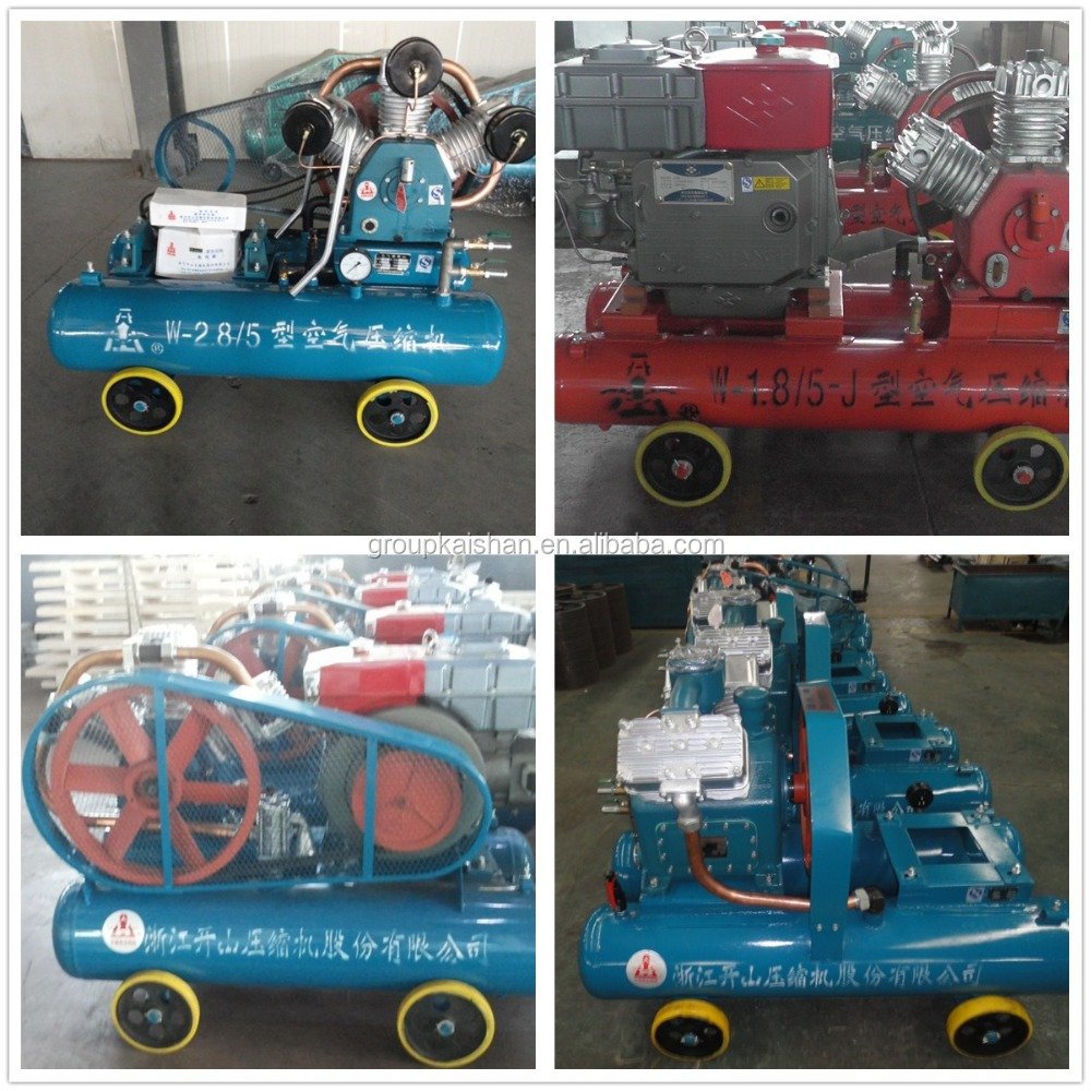 Multifunction Kaishan 2V-4/5 Diesel Air Cooled Small Mining Reciprocating Piston Air Compressors With Air Tank