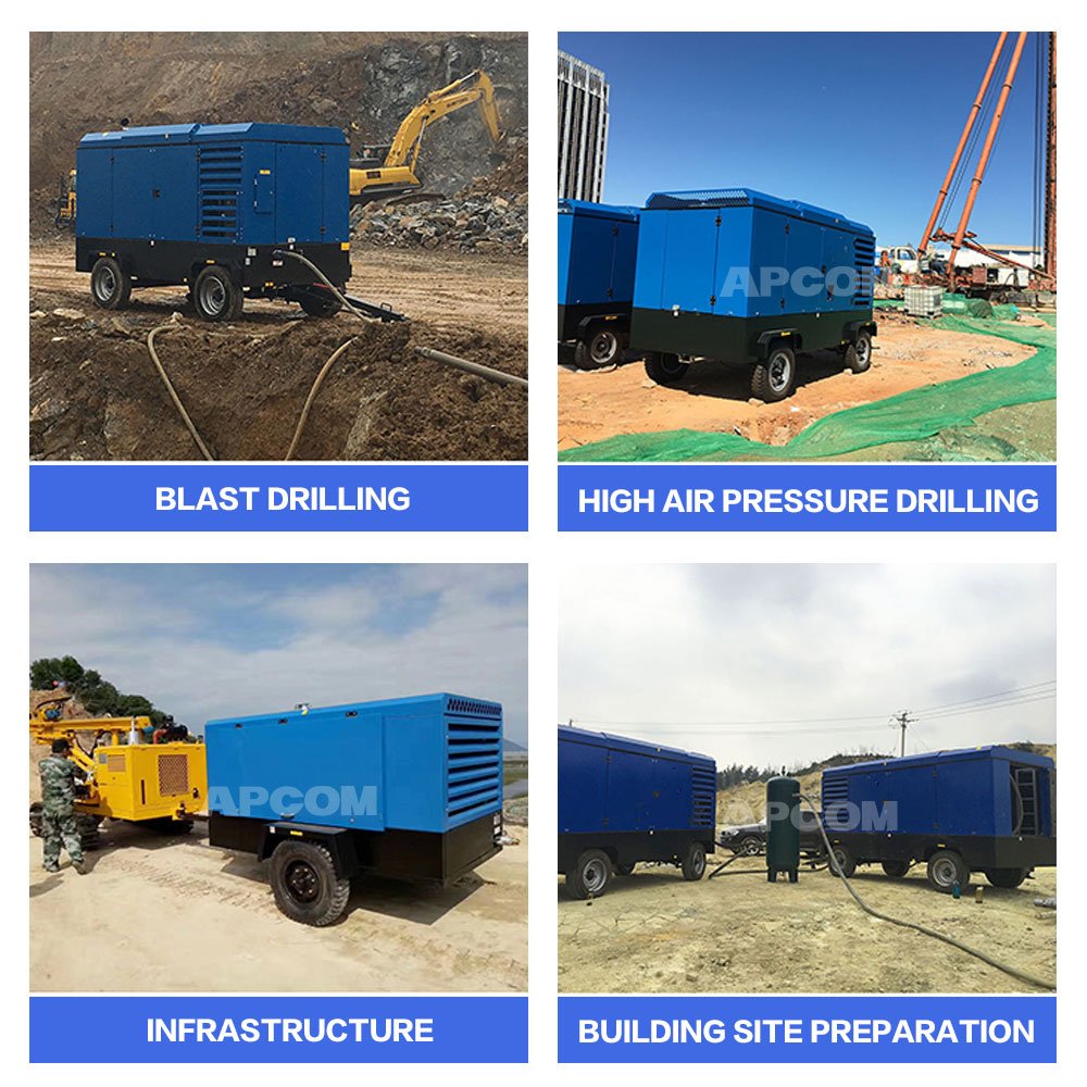 LUY190-20 APCOM Mobile Portable Screw diesel 675 CFM 20 bar air Compressor Supplier