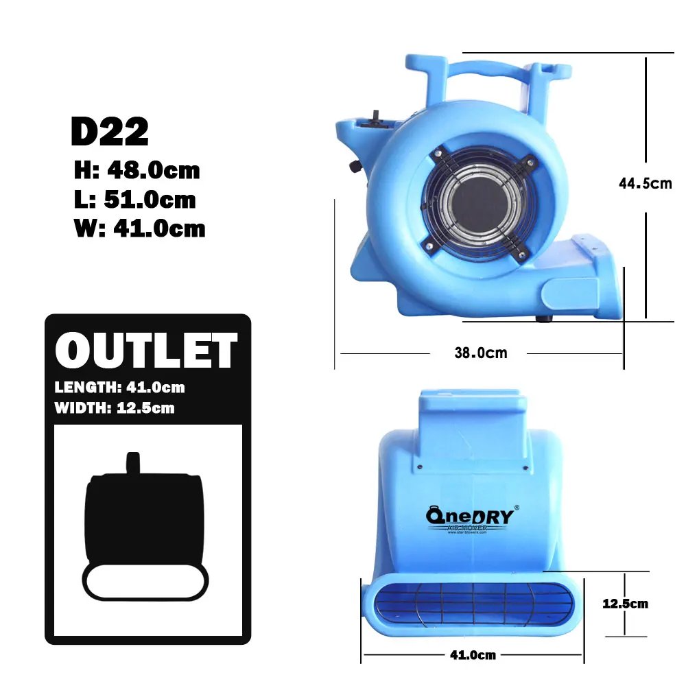 1/2HP High Quality Commercial CE ETL SAA Approved air Mover Floor Fan Blower Carpet Dryer with Socket Cleaning and restoration