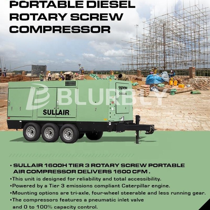 Sullair 1600H Portable Caterpillar Engine air Compressor for Building Trades Digging Pile Driving 45.3 M3/min