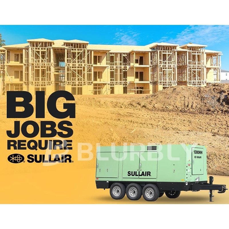 Sullair 1600H Portable Caterpillar Engine air Compressor for Building Trades Digging Pile Driving 45.3 M3/min