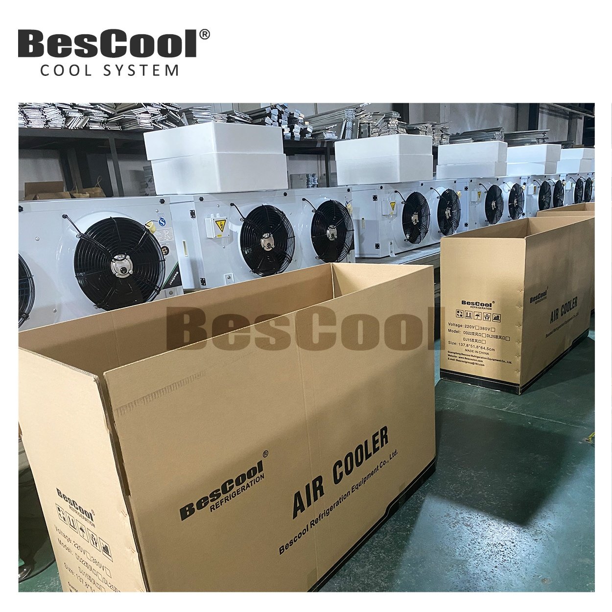 Bescool High Air Duct Evaporator Premium Ceiling Mounted Air Cooler Hot Sale High-Quality Cold Storage Condenser Air Conditioner