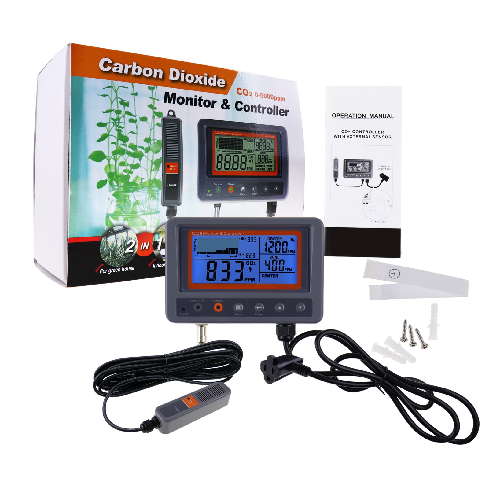 CO2 Carbon Dioxide Monitor & Controller (Relay Function) W/ Remote Sensor for Home, Office, Hospital (OEM Packaging Available)