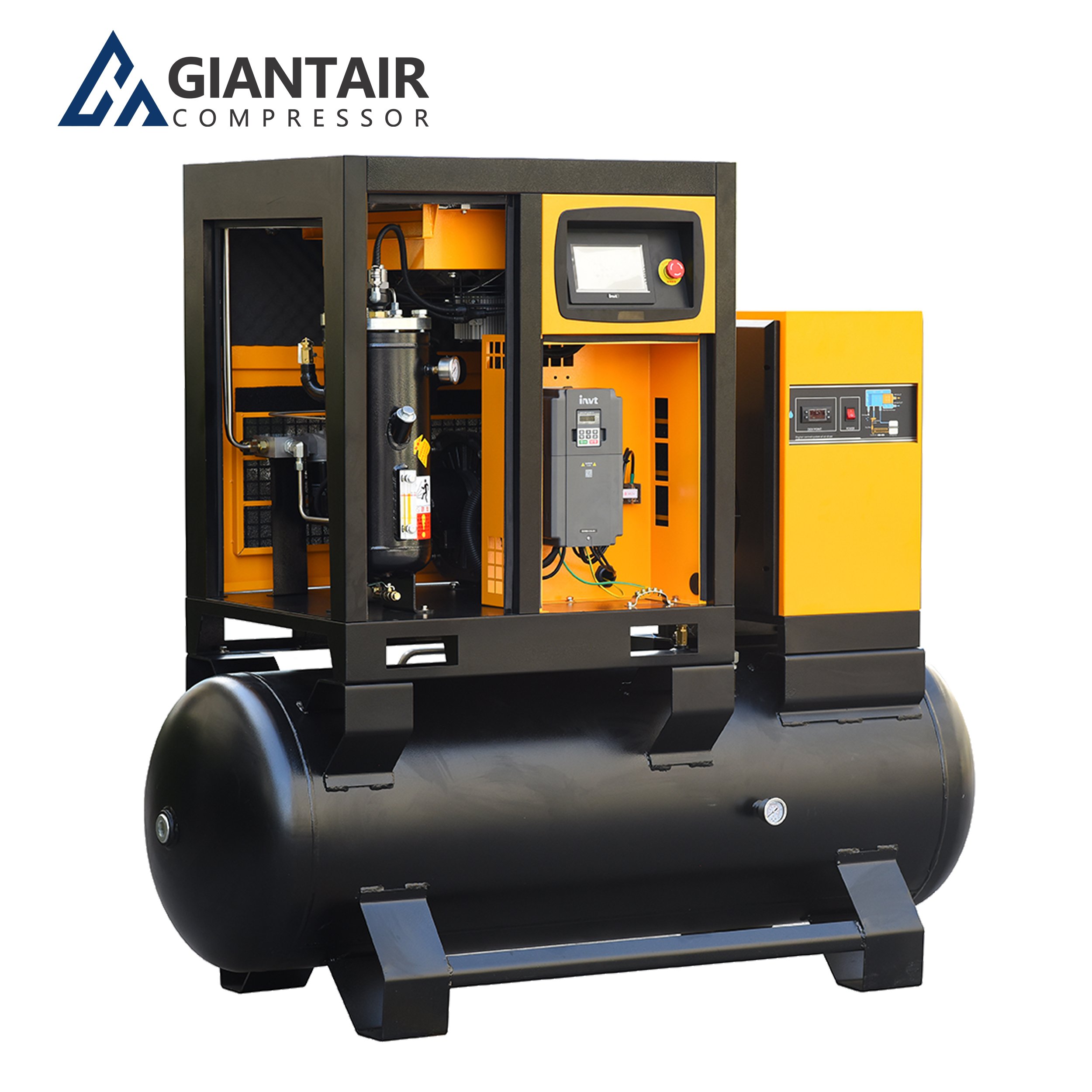 GIANTAIR 18.5kw/25HP All in One Industrial Combined Screw Air Compressor with Tank 600L