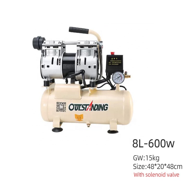 Factory Professional 220V Air Compressors Silent Portable Oil Free 8L 600W Air Compressors Machine