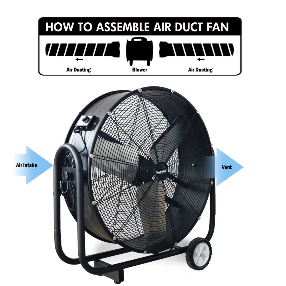 36' Heavy Duty Portable Industrial Drum Fan Quiet Cool Air Blower Fan Ventilation System for Garage Shop & Warehouse 110V 120V