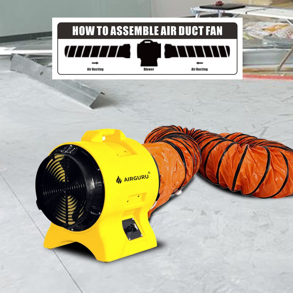 W Updated 8INCH 1/4HP Industrial Extractor Fan Typhoon Blower Portable Exhaust Air Cordless Blower Ventilation Fan Machine