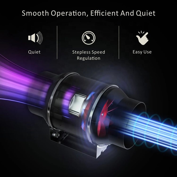 Silent 4 Inch Duct Fan with External Speed Regulation Ventilation Booster Duct Wall Exhaust Fan for Grow Tents Hydroponics