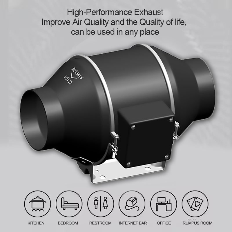 Silent 4 Inch Duct Fan with External Speed Regulation Ventilation Booster Duct Wall Exhaust Fan for Grow Tents Hydroponics