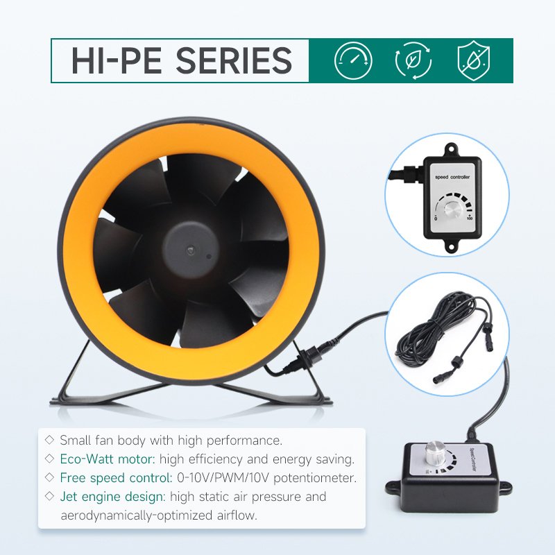New Designed 4 Inch Silent EC Low Profile Eco-watt Round Duct Fan HI-100PE Quiet Blower Customization Available