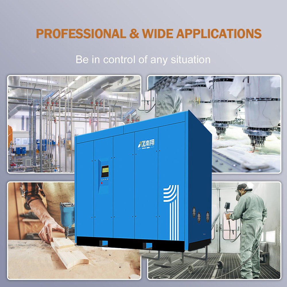 Factory Price Silent Type 160kW 10bar 28m3/min Oil-Free Air Compressor Two-Stage Dry Frequency Air Screw Compressor