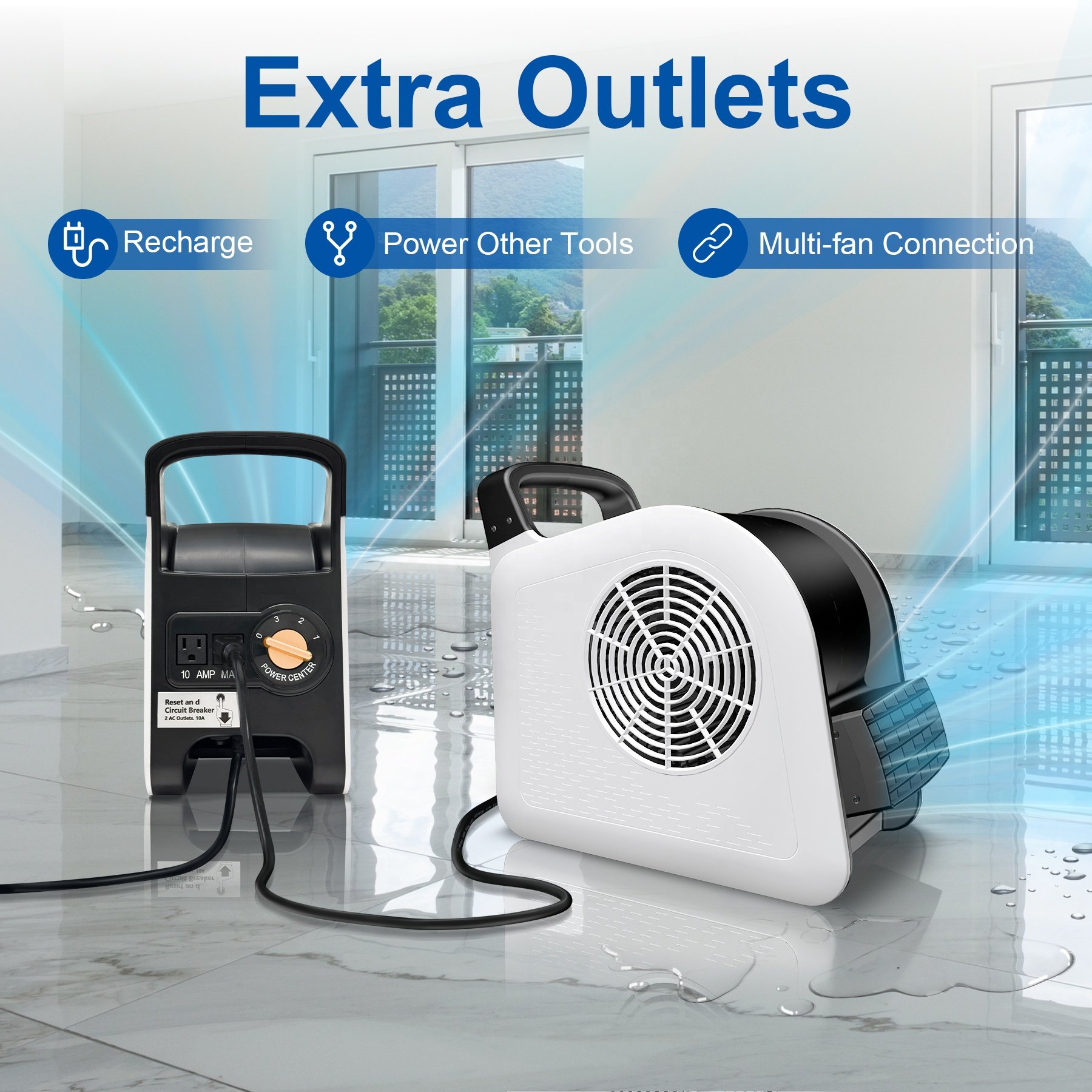 Best Price 1/3hp 1000cfm Low Profile Air Mover Carpet Dryer 3 Speed Floor Fan Stackable Lightweight Blower Air Blower Floor Fan