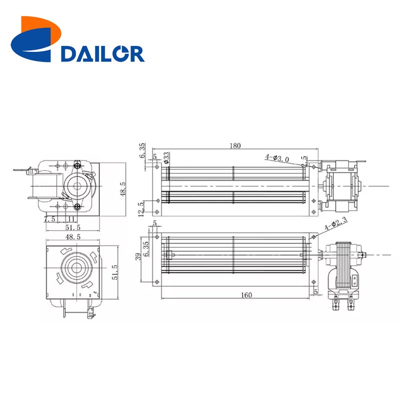 1000mm AC 220V 115V Oven Cooling Tangential Ventilation System Cross Flow Fan