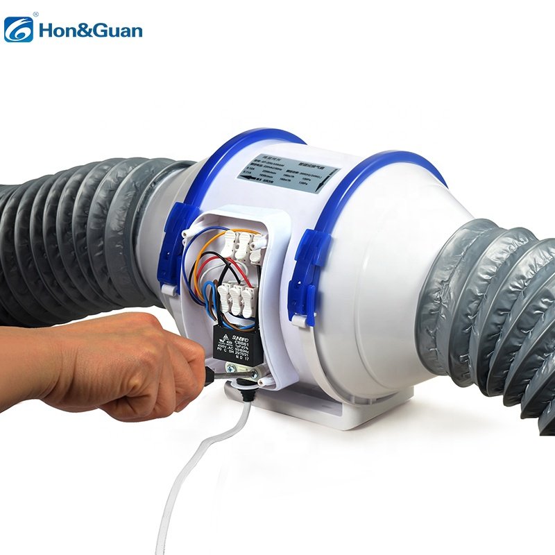Hon&Guan Manufacturer Hot Sell Silent Inline Duct Exhaust Fan 6 Inch for Bathroom Kitchen Warehouse Hotels