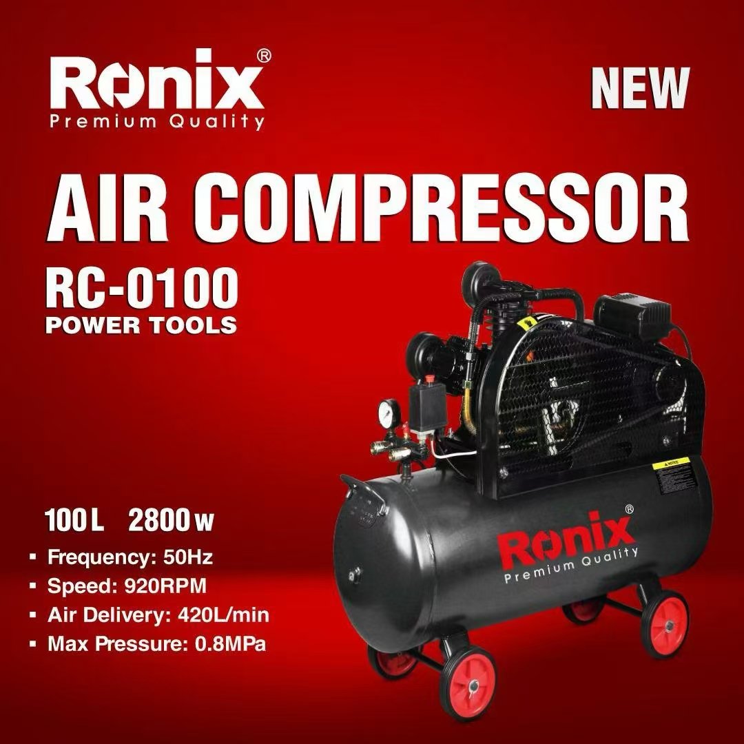 RONIX RC-0100 220V 50~60Hz 100L 2800W 8Bar Induction Motor Strong Silent Air Compressor