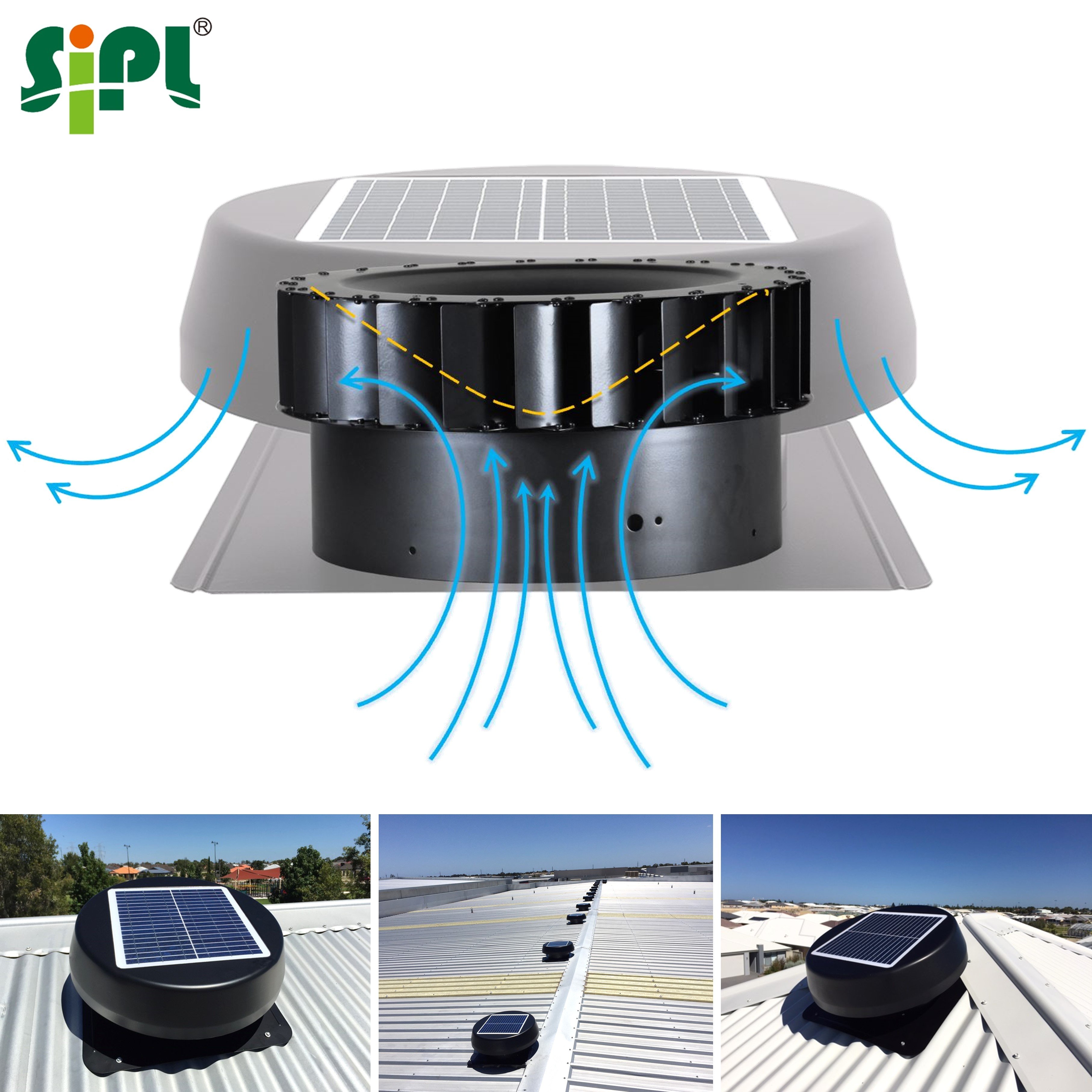 25W Eco-Friendly Solar Powered Attic Fans HVAC Tools Industrial Air Conditioner Wind Turbine Blower OEM ODM Factory for Eco Roof