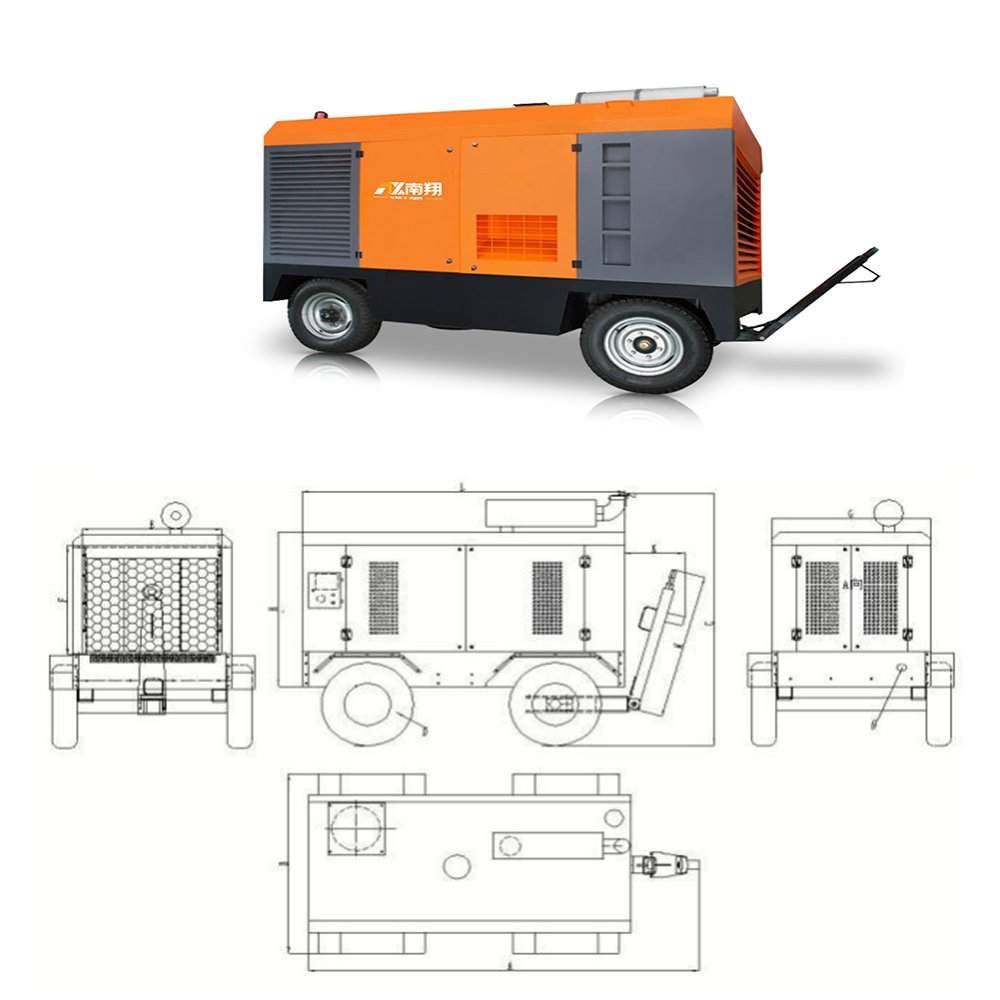Industrial 15bar 18bar 140KW diesel Portable air Compressor for Drill Rig/ Water Well Drill Rig