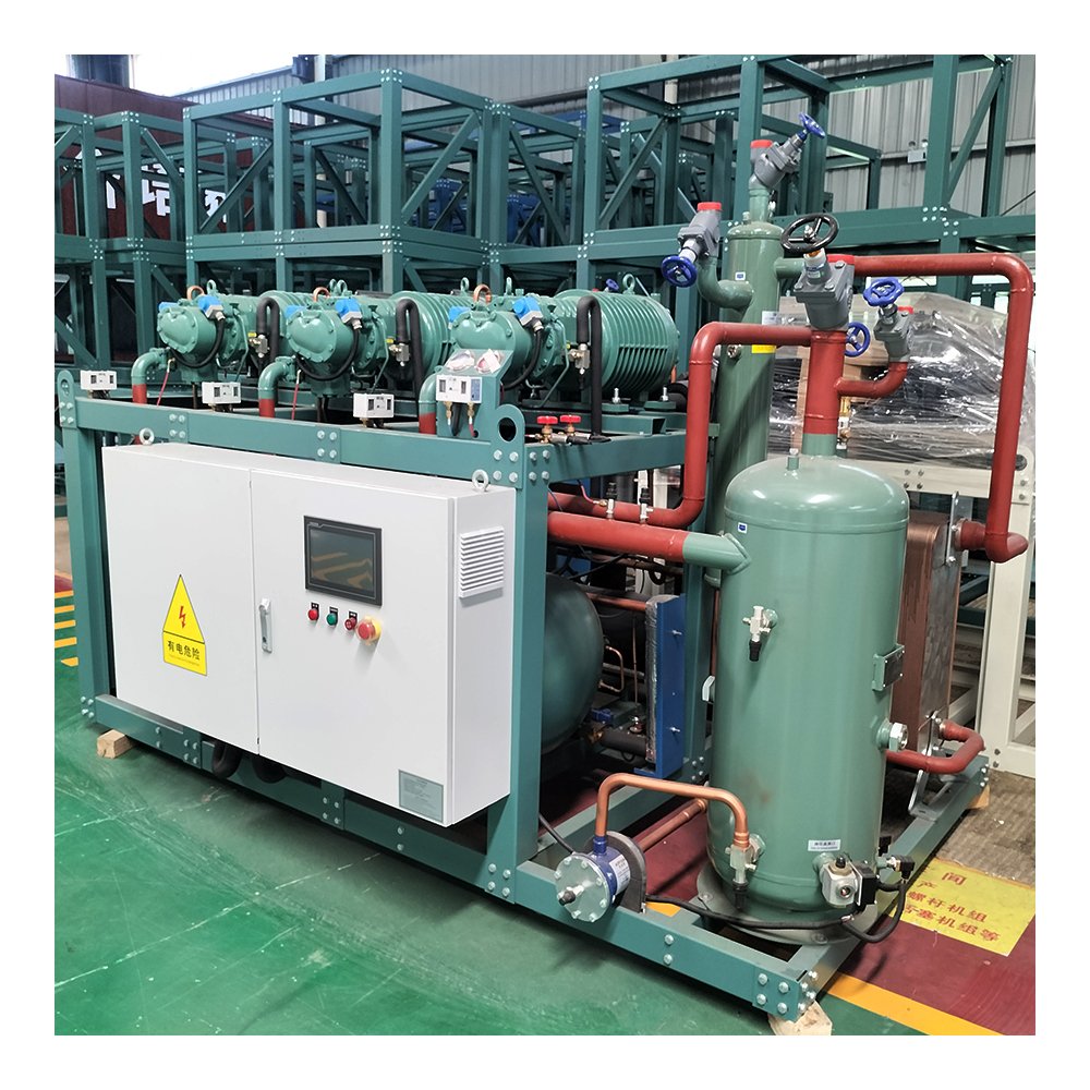 Water Cooled Screw Refrigeration Compressor Condensing Unit HSN7451-60-40P 60 HP Triple Screw Parallel Compressor Unit