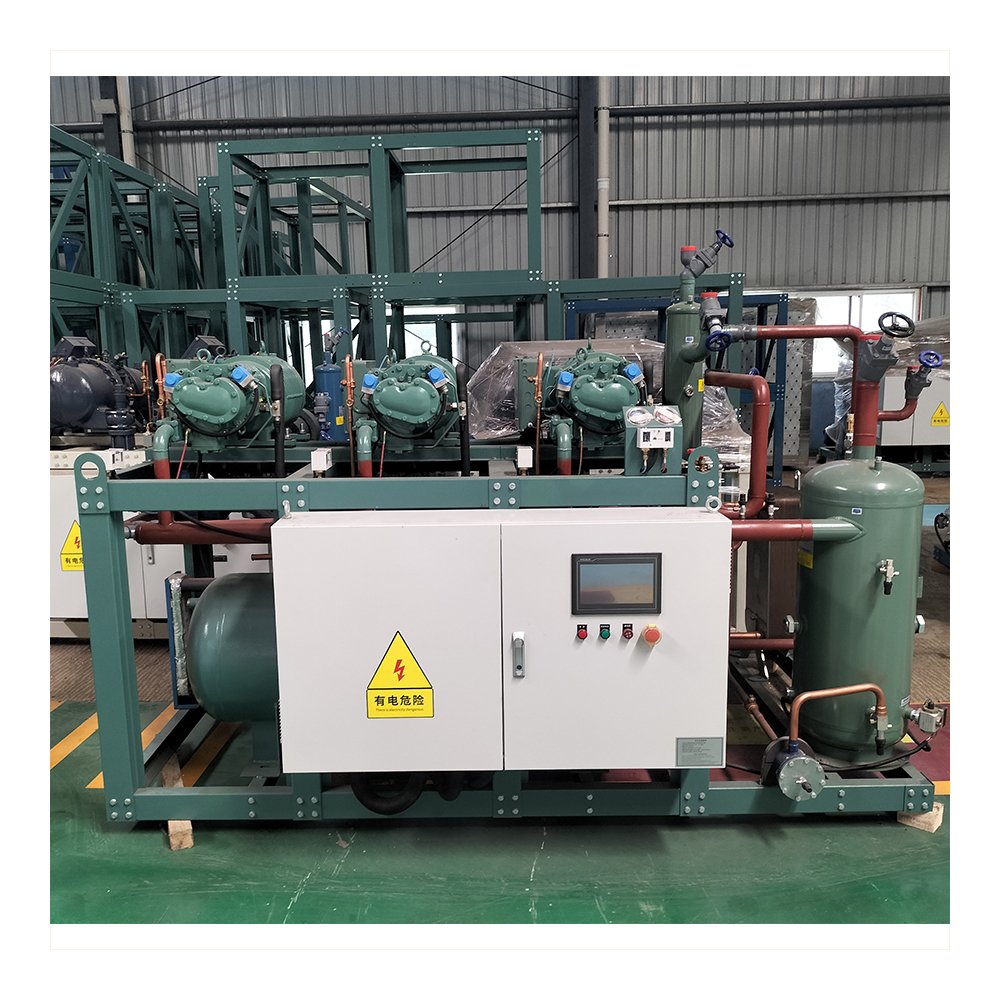 Water Cooled Screw Refrigeration Compressor Condensing Unit HSN7451-60-40P 60 HP Triple Screw Parallel Compressor Unit