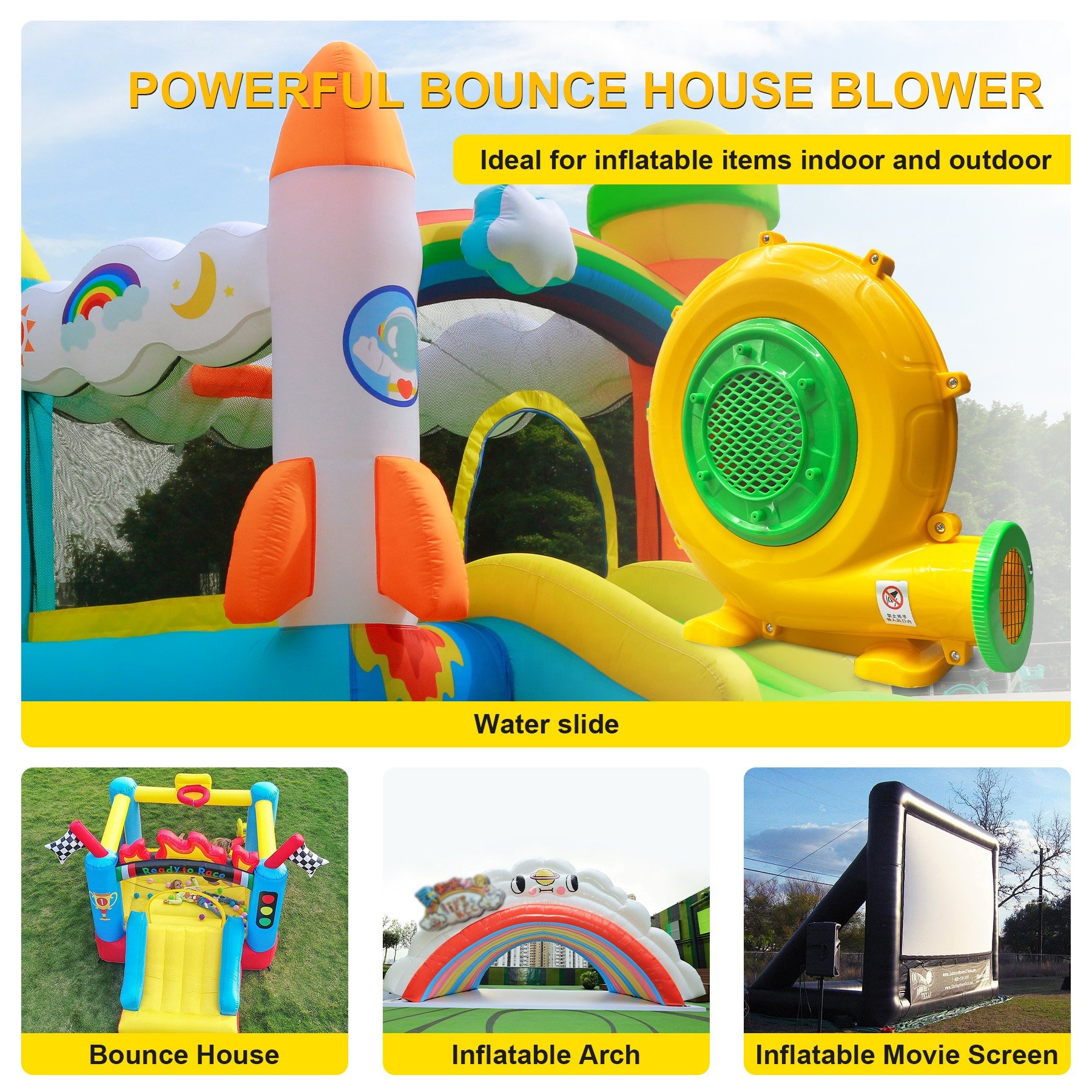 High Performance Commercial Inflatable Bouncer Tent 220V 550W Small Plastic Shell Electric Portable Inflatable Blower